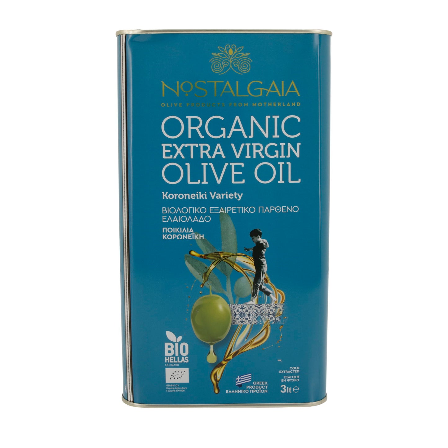 Bio-Olivenöl extra nativ | Nostalgia | Koroneiki Sorte | 3 Liter – kaltgepresst, griechisches Produkt, BIO-zertifiziert