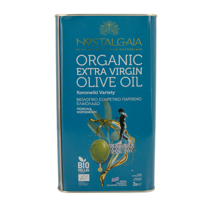 Bio-Olivenöl extra nativ | Nostalgia | Koroneiki Sorte | 3 Liter – kaltgepresst, griechisches Produkt, BIO-zertifiziert