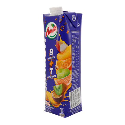 Amita motion | 100 % Multivitaminsaft | 9 Früchte + 7 Vitamine | 1 Liter