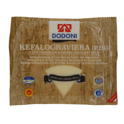 Formaggio duro Dodoni Kefalograviera (D.O.P.) | Tradizionalmente da latte di pecora e capra | 200 g