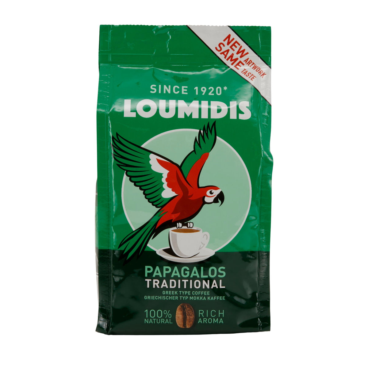Kaffee Loumidis Papagalos | Griechischer Mokka Kaffee | 100 % natürlich | 194 g