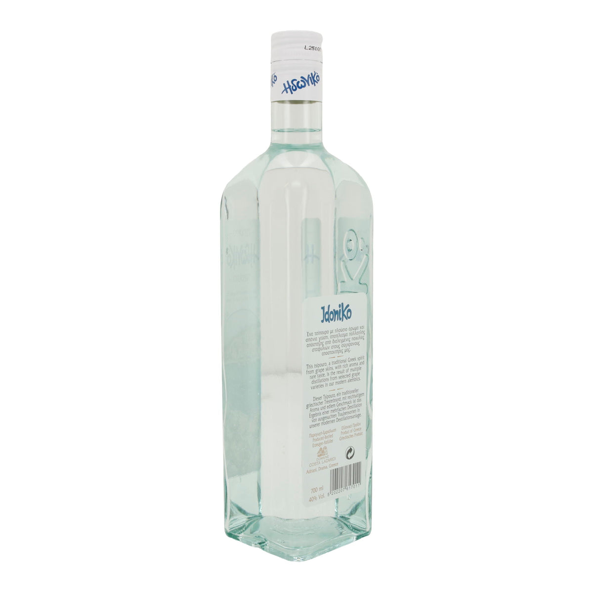 Tsipouro Idoniko | Griechischer Tresterbrand | ohne Anis | 40 % vol. | 700 ml Costa Lazaridi