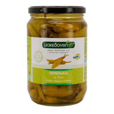 Peperoni in Salzlake | Makedoniki Gi | Vegan | 580 g (Abtropfgewicht 340 g) Tsarouchas