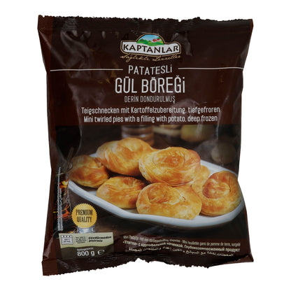 Börek Kaptanlar | Gül Böreği mit Kartoffelfüllung | Teigschnecken, tiefgefroren | 800 g
