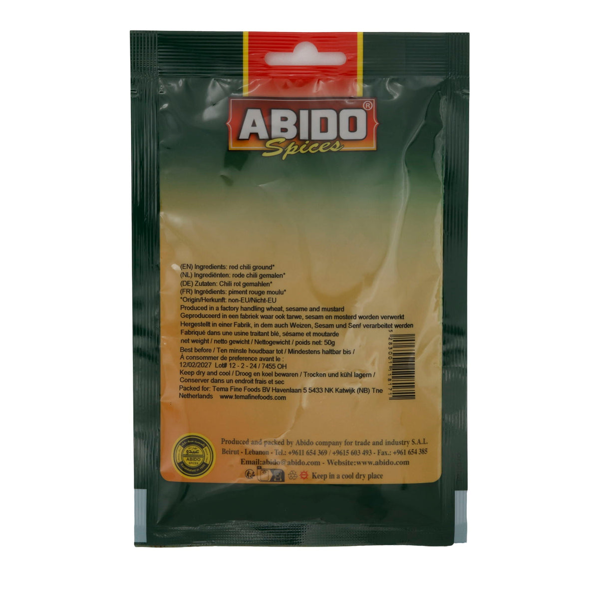 Chilipulver Abido | Rot | Fein gemahlen, würzig | 50 g