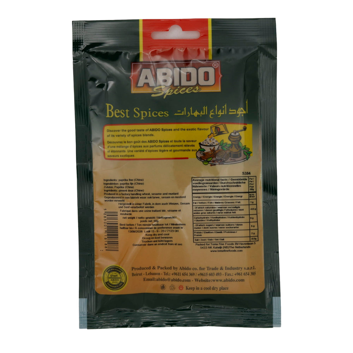 Paprikapulver Abido | fein gemahlen | Gewürz | 50 g ABIDO