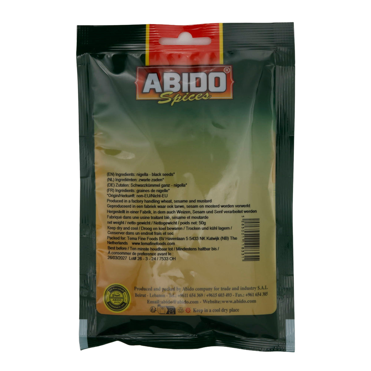 Schwarzkümmel Abido | Ganz | Aromatisch, Nigella-Samen, für Brot, Salate & Tee | 50 g ABIDO