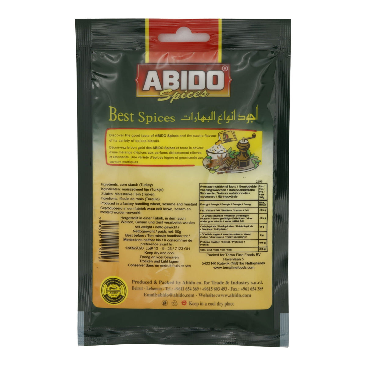 Maisstärke Abido | Fein | Vielseitiges Bindemittel für Küche & Backen | 50 g ABIDO