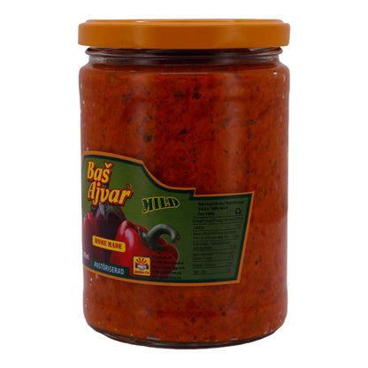 Paprikasaus Basš | Ajvar Mild | Mild gekruid, uit Noord-Macedonië | 580 g