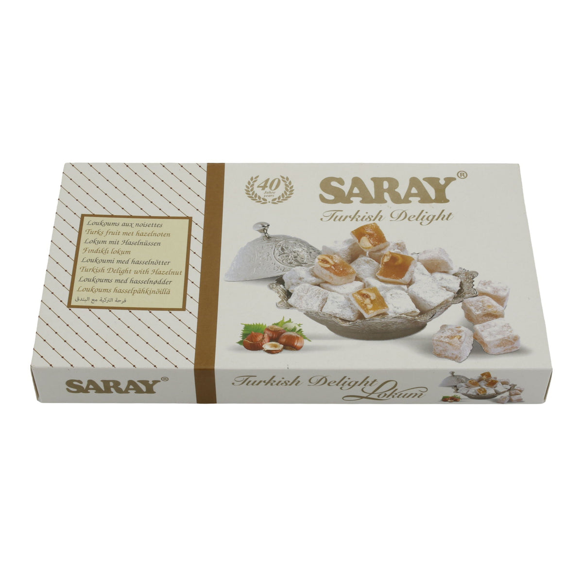 Lokum Turkish Delight Saray | Süßigkeit | Mit Haselnüssen | 400 g SARAY