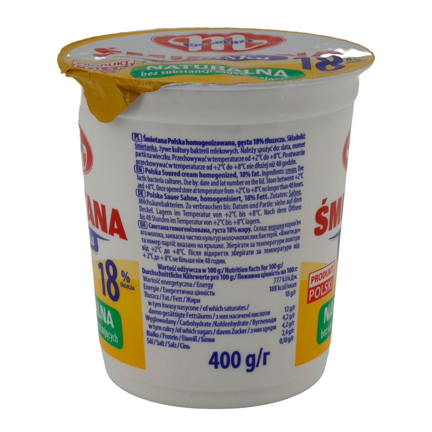 Sauerrahm Mlekovita Panna Acida Polacca | Specialità Polacca di Panna Acida | 18 % Grassi | 400 g