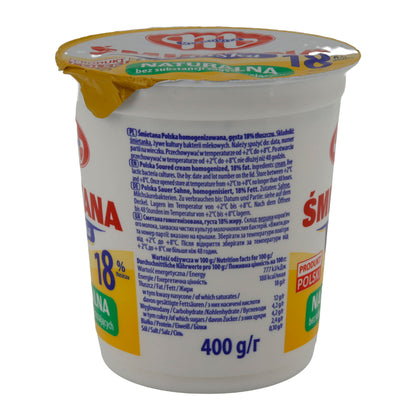Sauerrahm Mlekovita Panna Acida Polacca | Specialità Polacca di Panna Acida | 18 % Grassi | 400 g