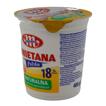 Sauerrahm Mlekovita Panna Acida Polacca | Specialità Polacca di Panna Acida | 18 % Grassi | 400 g