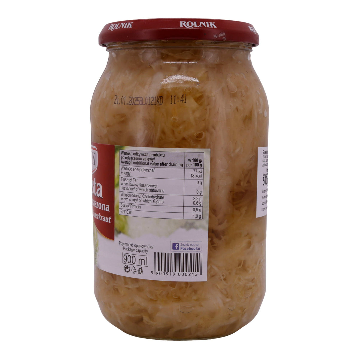 Sauerkraut Rolnik | Frisch und lecker eingelegt | Weißkohl-Spezialität | 500 g ROLNIK