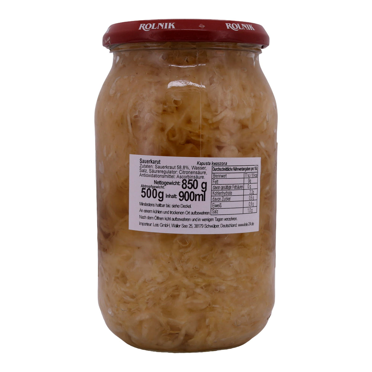 Sauerkraut Rolnik | Frisch und lecker eingelegt | Weißkohl-Spezialität | 500 g ROLNIK