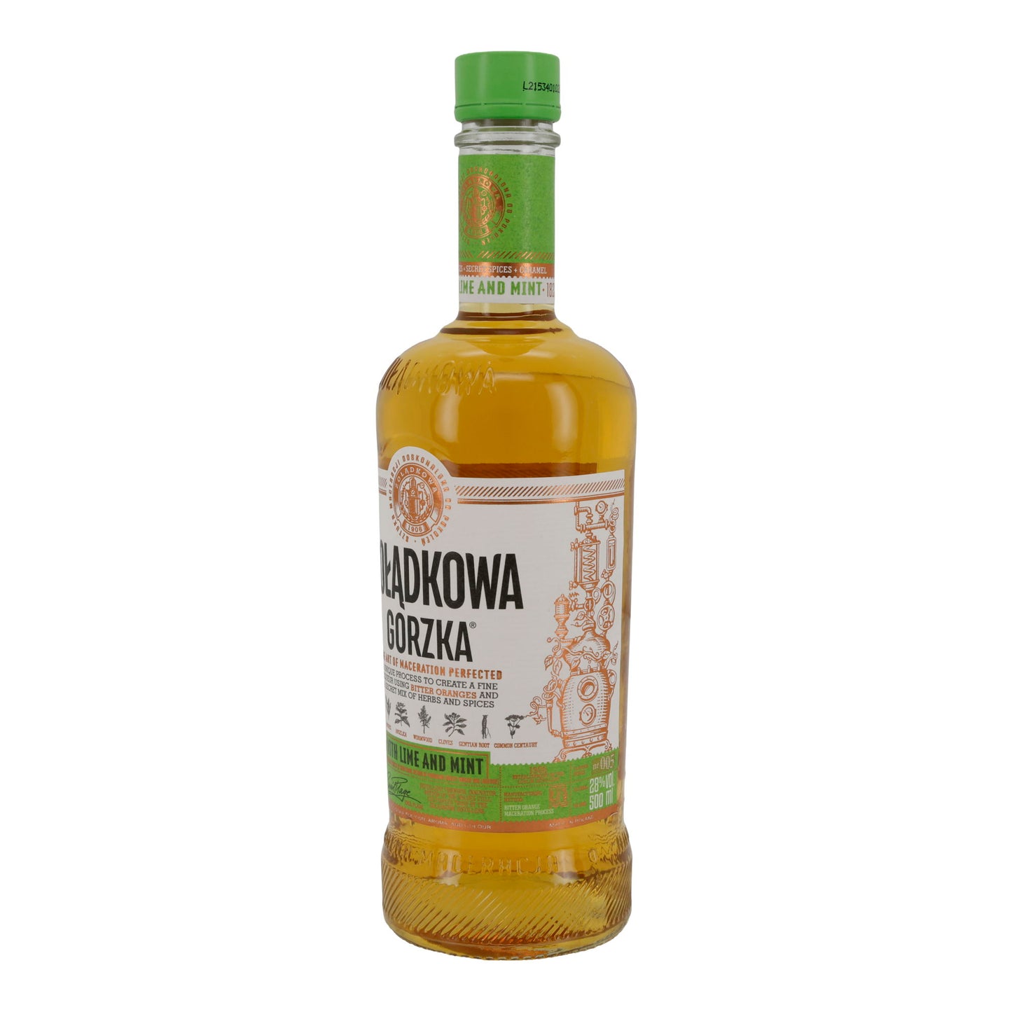Likör | Żołądkowa Gorzka Lime & Mint | 500 ml | 28 % Vol. | Kräuterlikör mit Limette & Minze