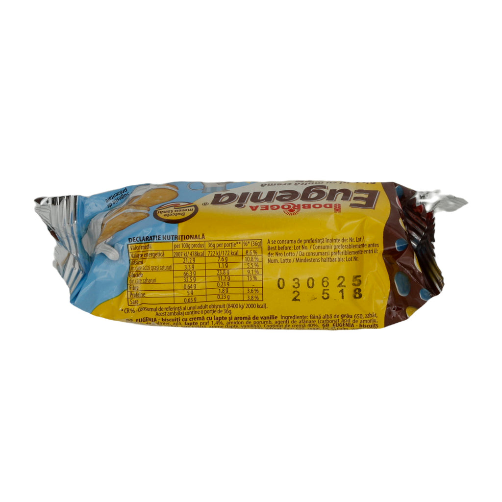 Doppelkeks Dobrogea Eugenia | Biscotto sandwich al latte e vaniglia | Ripieno cremoso | 36 g