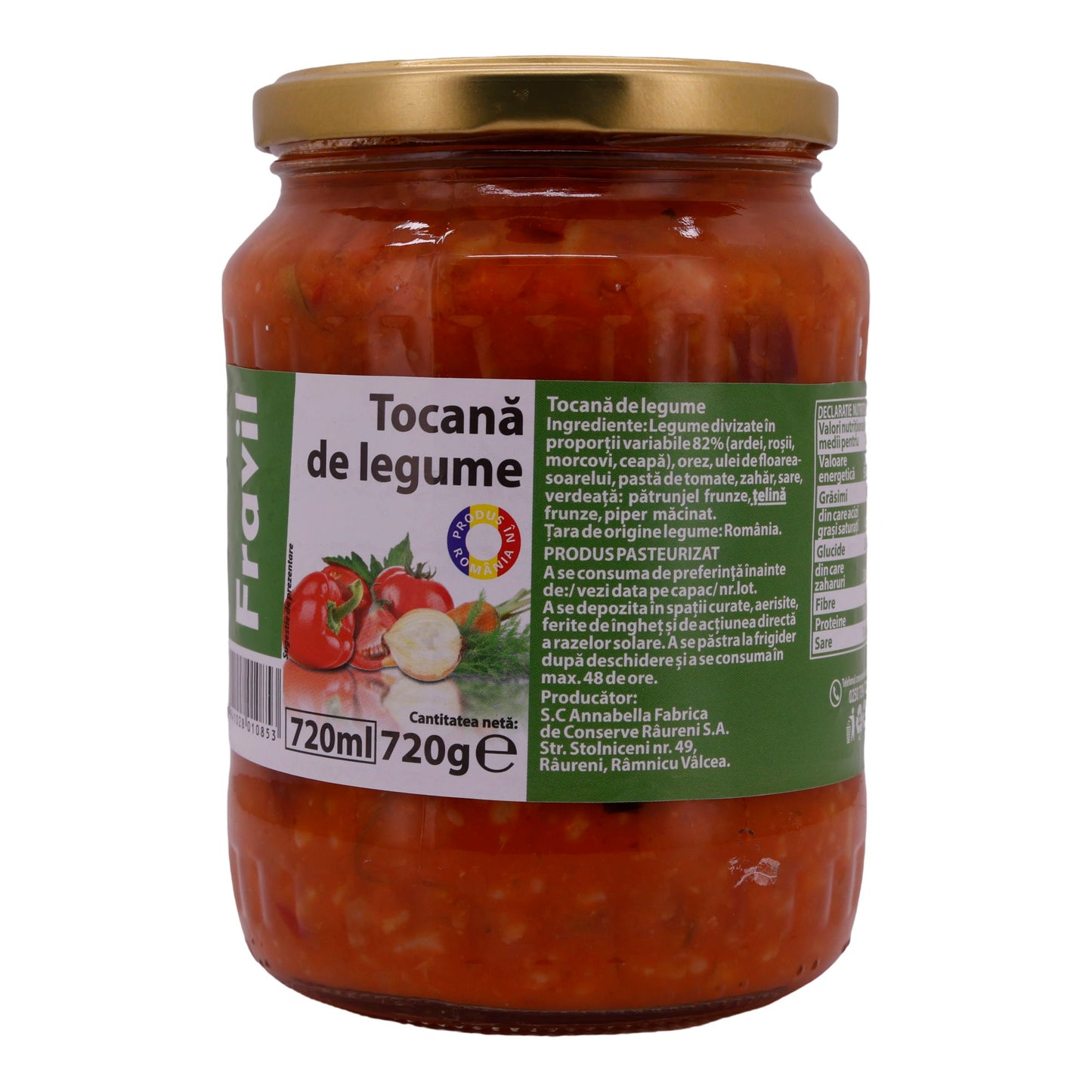 Preparazione di Verdure Fravil | Tocană de Legume | Con Pomodori e altri Ingredienti | 720g