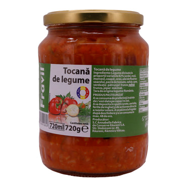Preparazione di Verdure Fravil | Tocană de Legume | Con Pomodori e altri Ingredienti | 720g