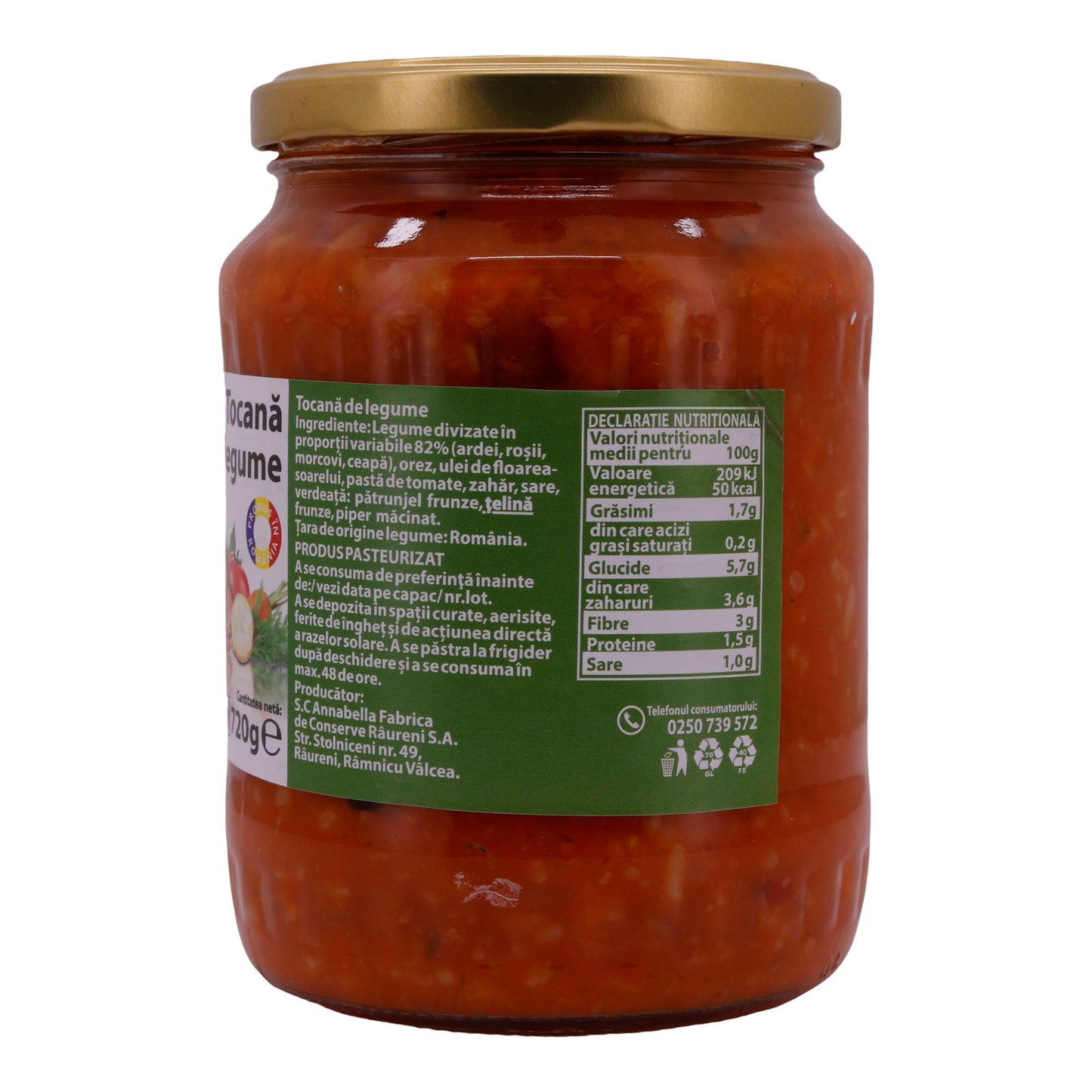 Preparazione di Verdure Fravil | Tocană de Legume | Con Pomodori e altri Ingredienti | 720g