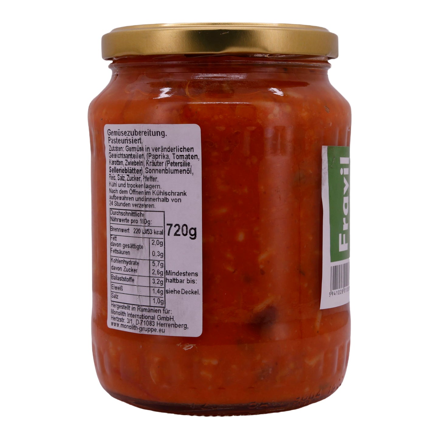 Preparazione di Verdure Fravil | Tocană de Legume | Con Pomodori e altri Ingredienti | 720g