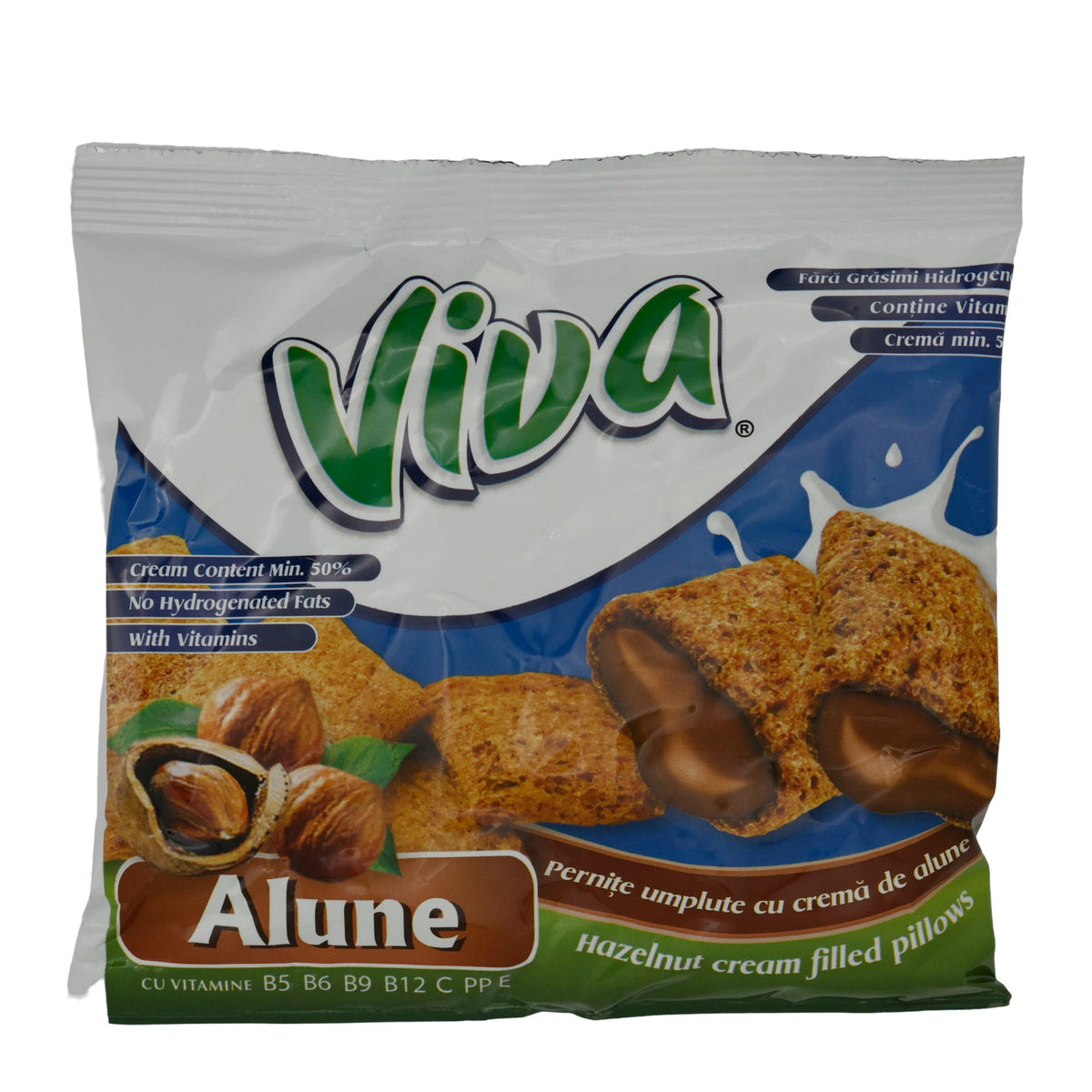Hazelnut Cream Filled Pillows Viva | Knusprige Kissen | Mit Haselnuss-Creme-Füllung | 100 g