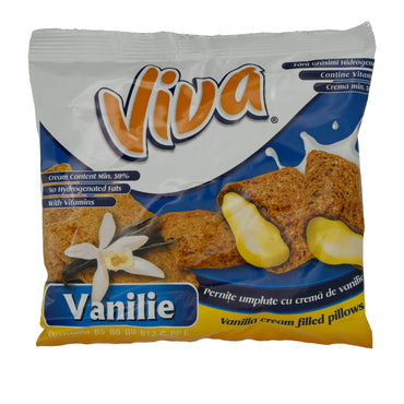 Vanilla Cream Filled Pillows Viva | Knusprige Kissen | Mit Vanille-Creme-Füllung | 100 g VIVA