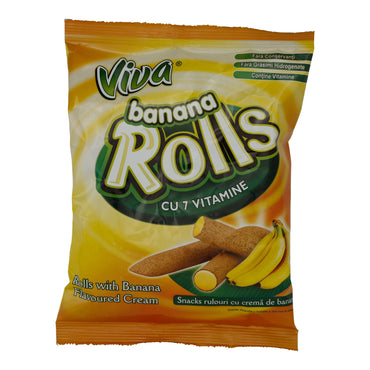 Banana Rolls Viva | Snack | Knusprige Röllchen mit Bananen-Creme-Füllung | 100 g VIVA