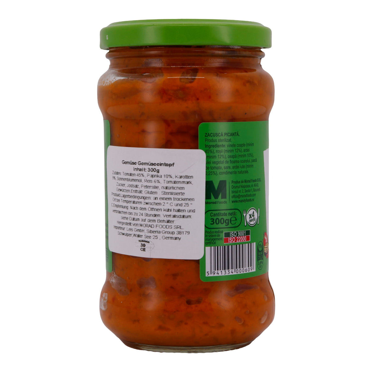 Gemüsecreme Mandy Foods Zacuscă Picantă | Pikant | Aus Auberginen und Paprika | 300 g MANDY