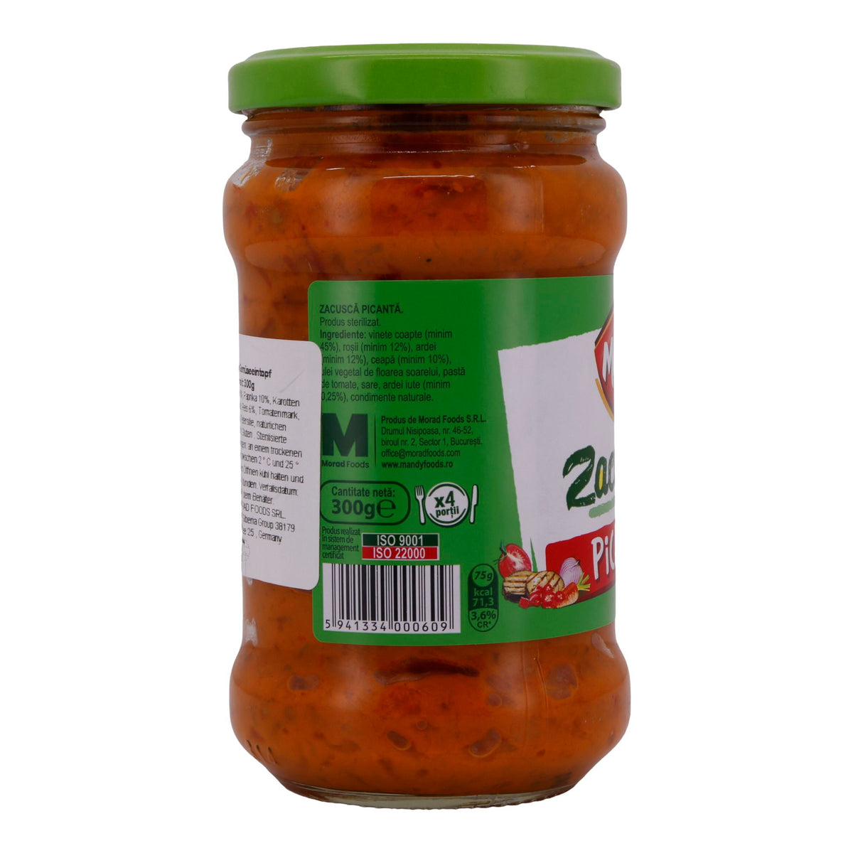 Gemüsecreme Mandy Foods Zacuscă Picantă | Pikant | Aus Auberginen und Paprika | 300 g MANDY