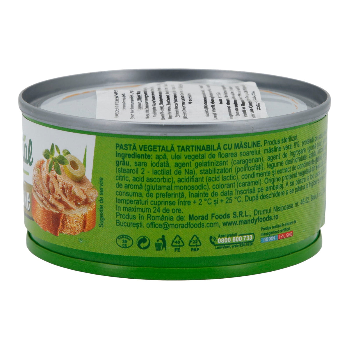 Pastă cu Măsline Mandy Vegetal | Aufstrich | Vegetarische Aufstrichpaste mit Oliven | 120 g
