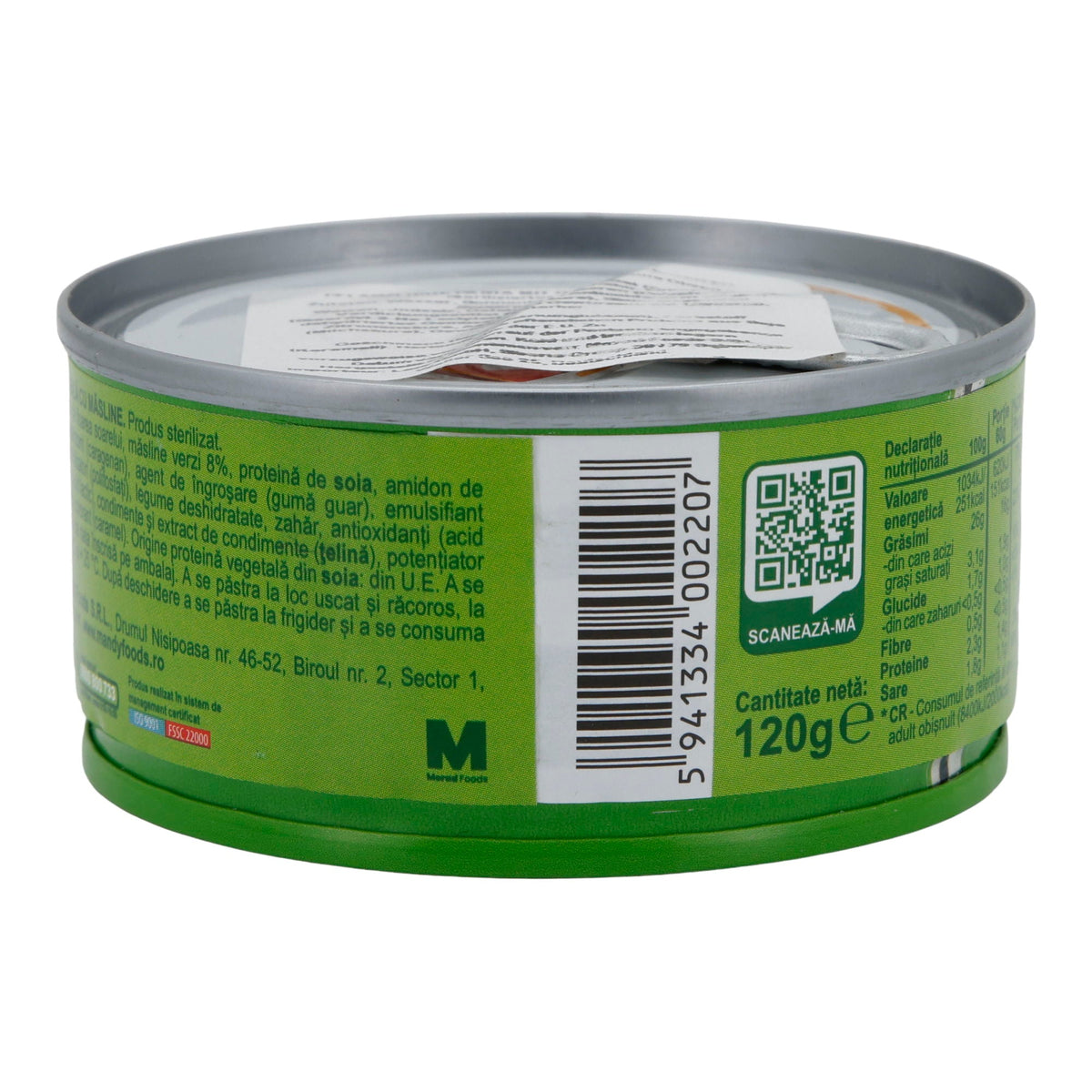 Pastă cu Măsline Mandy Vegetal | Aufstrich | Vegetarische Aufstrichpaste mit Oliven | 120 g