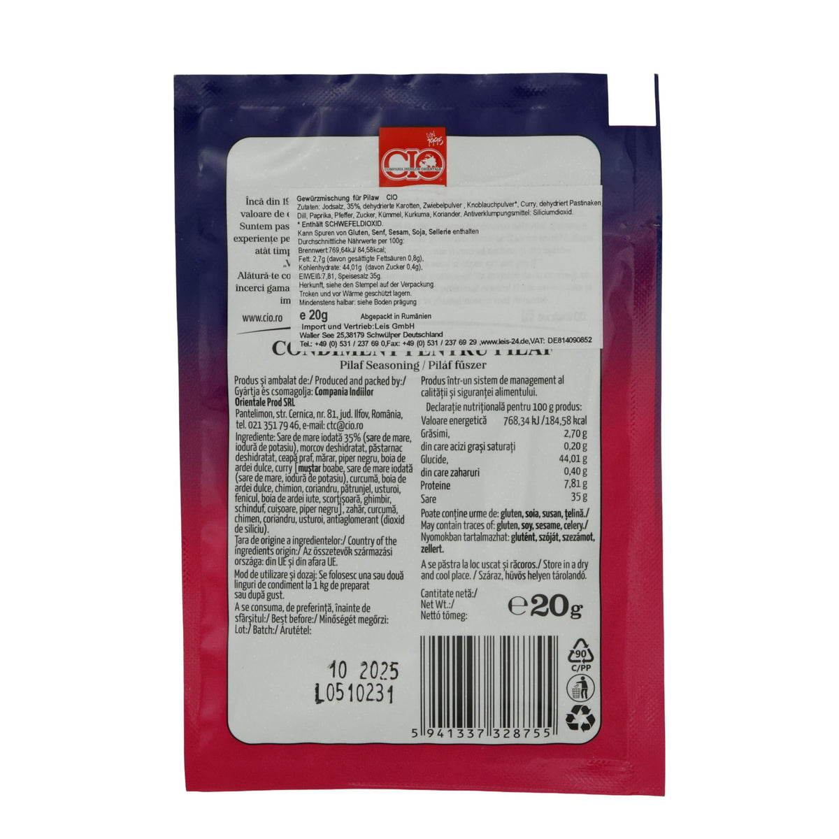 Pilaf Gewürzmischung CIO | Für Pilaw (Pilaf Seasoning) | 20g