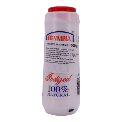 Jodiertes Speisesalz Olympia | Salz | 100 % Natürlich | 500 g