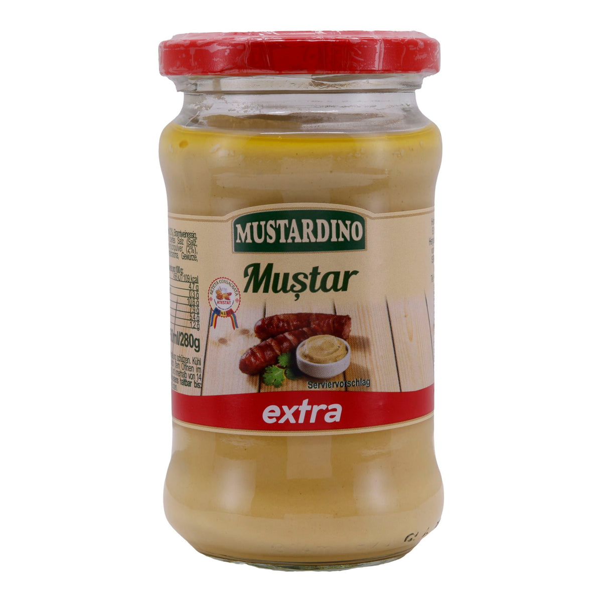 Senf Mustardino Extra | Senf | Feinster Geschmack für Ihre Gerichte | 280 g MUSTARDINO