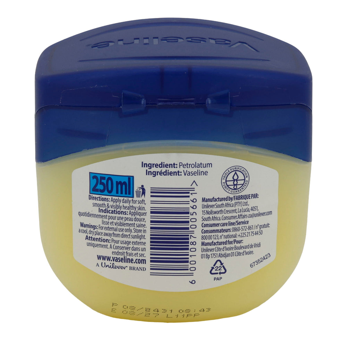 Vaseline Blueseal | Original Petroleum Jelly Creme | Salbe | 250 ml VASELINE
