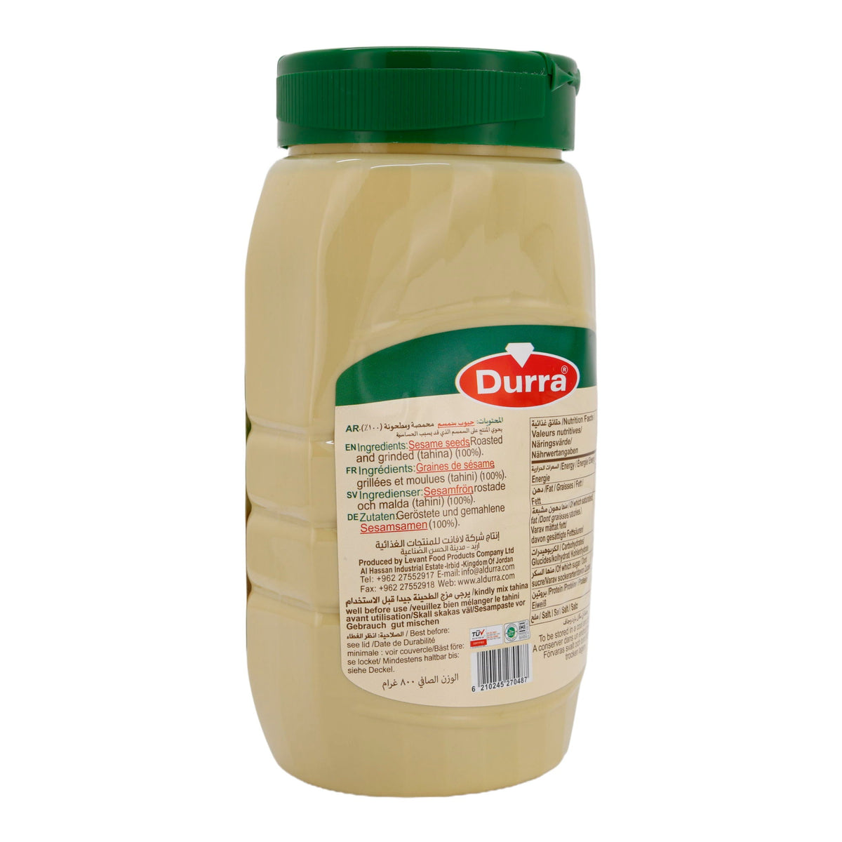 Paste Durra | Tahina | Reine Sesampaste aus 100% gerösteten Sesamsamen | 800 g