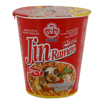 Jin Ramen Épicé Ottogi | Nouilles instantanées | Coréen avec une saveur piquante | Pot de 65 g