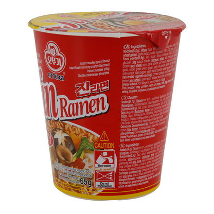 Jin Ramen Épicé Ottogi | Nouilles instantanées | Coréen avec une saveur piquante | Pot de 65 g