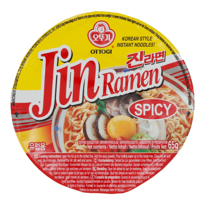 Jin Ramen Épicé Ottogi | Nouilles instantanées | Coréen avec une saveur piquante | Pot de 65 g
