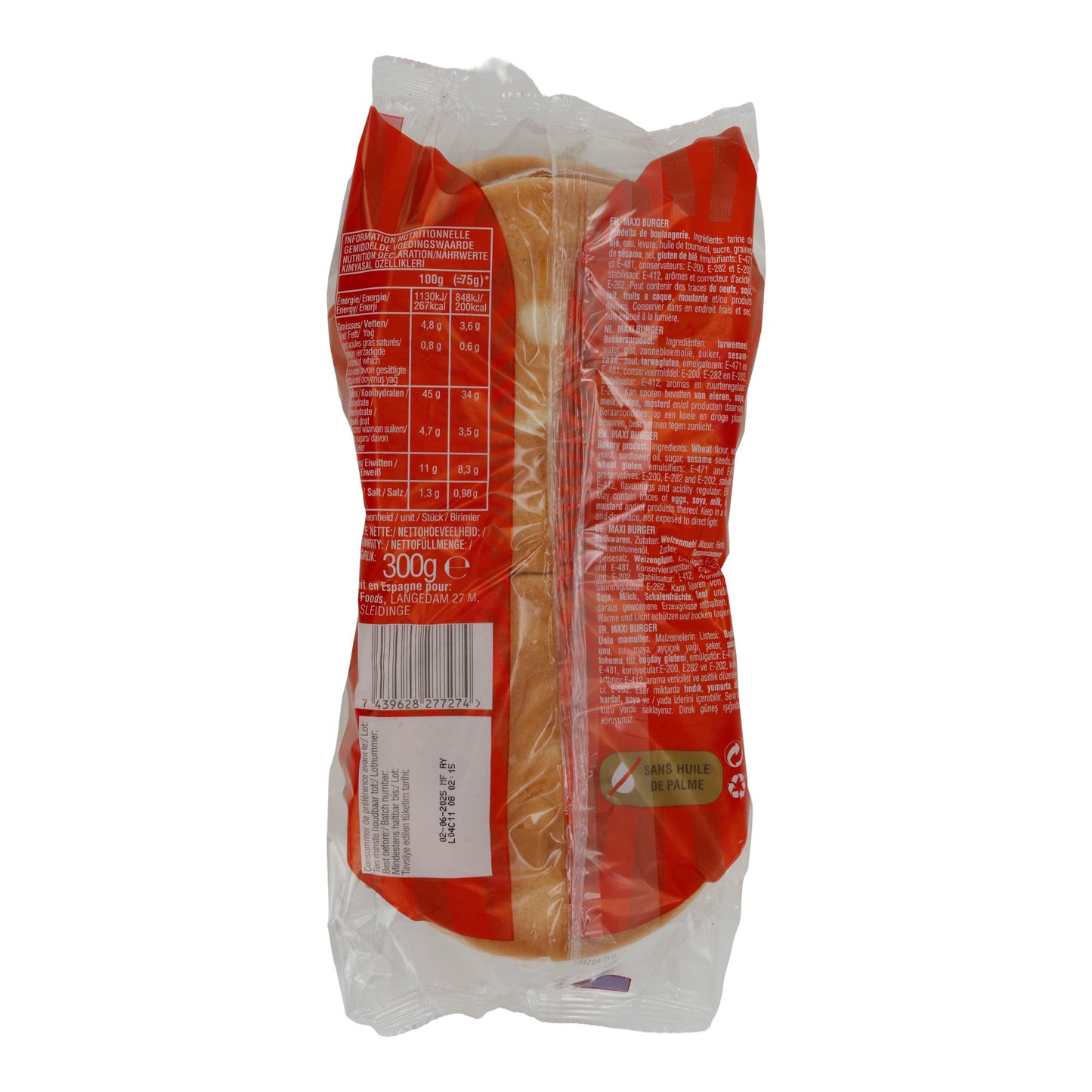 Burgerbrötchen Hira | Maxi Burger | Sesam, ohne Palmöl | 300 g, 4 Stück