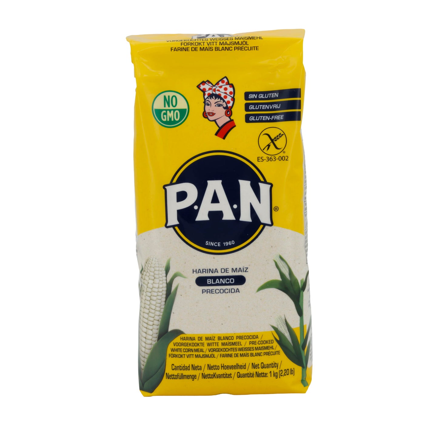 Maismeel P.A.N. | Wit Maismeel | Voorgekookt & Glutenvrij, Perfect voor Arepas | 1 kg