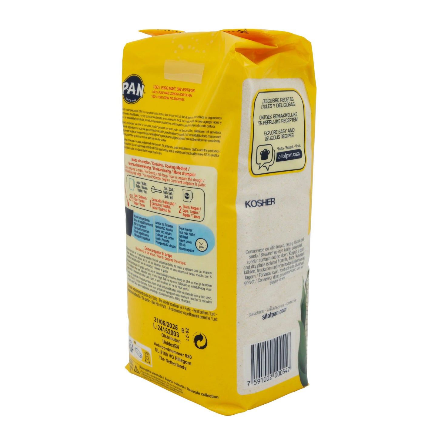Maismeel P.A.N. | Wit Maismeel | Voorgekookt & Glutenvrij, Perfect voor Arepas | 1 kg