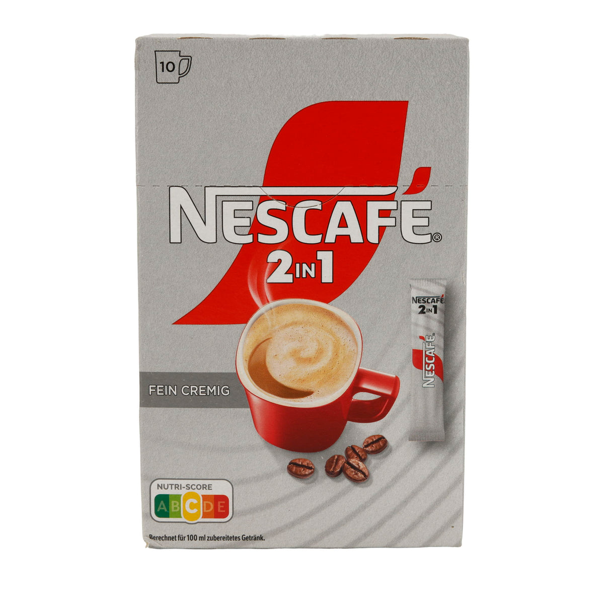 NESCAFÉ 2in1 Fein Cremig | Löslicher Kaffee mit Kaffeeweißer | 10 Sticks | 80 g
