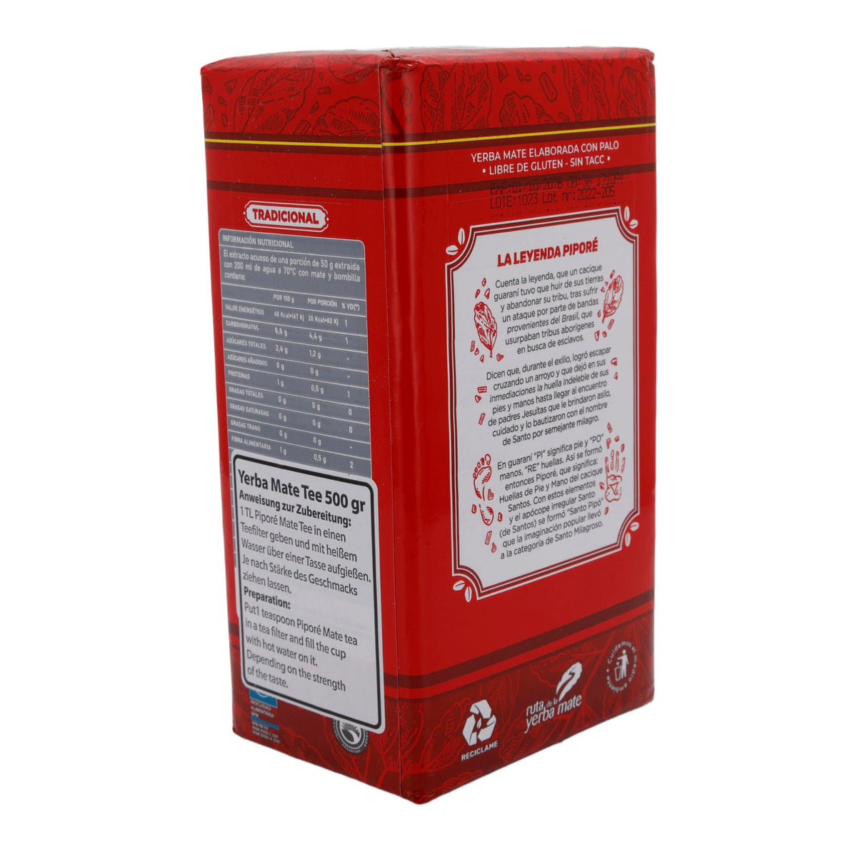 Yerba Mate Tee Piporé Clásica | Traditionell, glutenfrei und mit natürlicher Reifung | 500 g Packung PIPORE