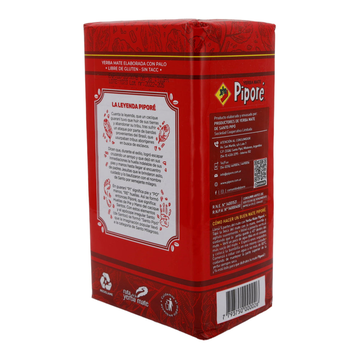 Yerba Mate Tee Piporé Clásica | Traditionell, glutenfrei und mit natürlicher Reifung | 500 g Packung PIPORE