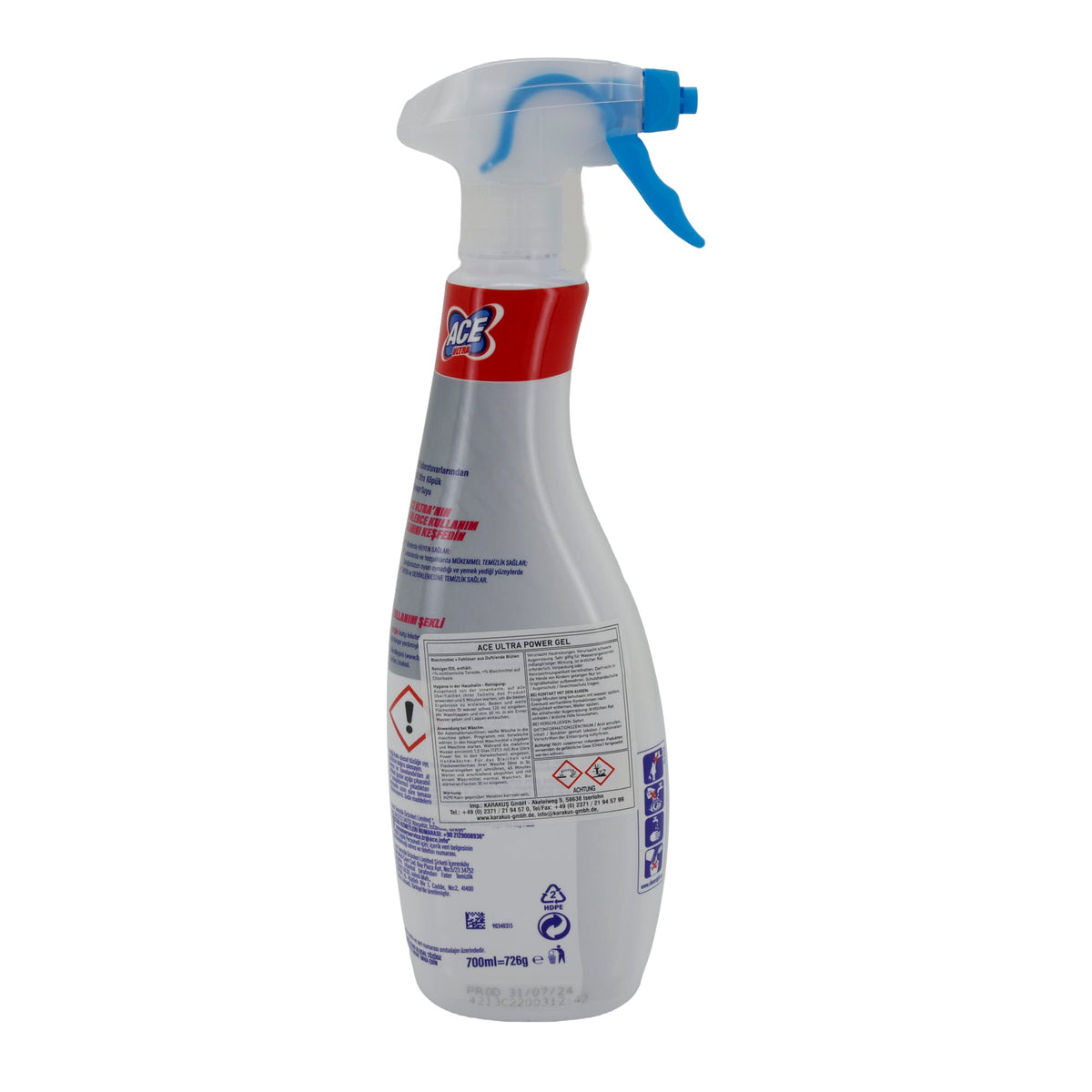 Power Gel Ace Ultra | Gel + Schaumreiniger | Mit Sprühkopf | 700 ml