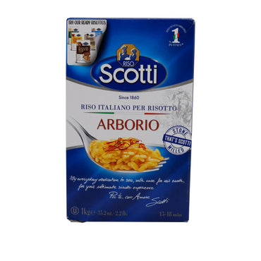Risotto Reis Riso Scotti | Große, stärkehaltige Körner| Arborio | 1 kg KRAS