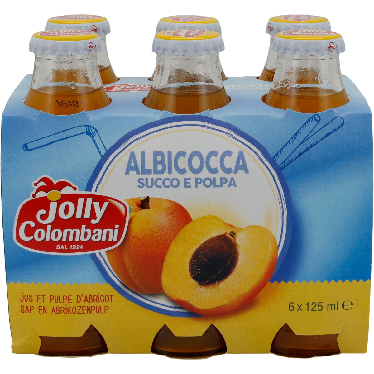 Fruchtsaft Jolly Colombani | Pesca Succo e Polpa | Aprikosensaft mit Fruchtfleisch | 750 ml (6x125 ml) JOLLY COLOMBANI