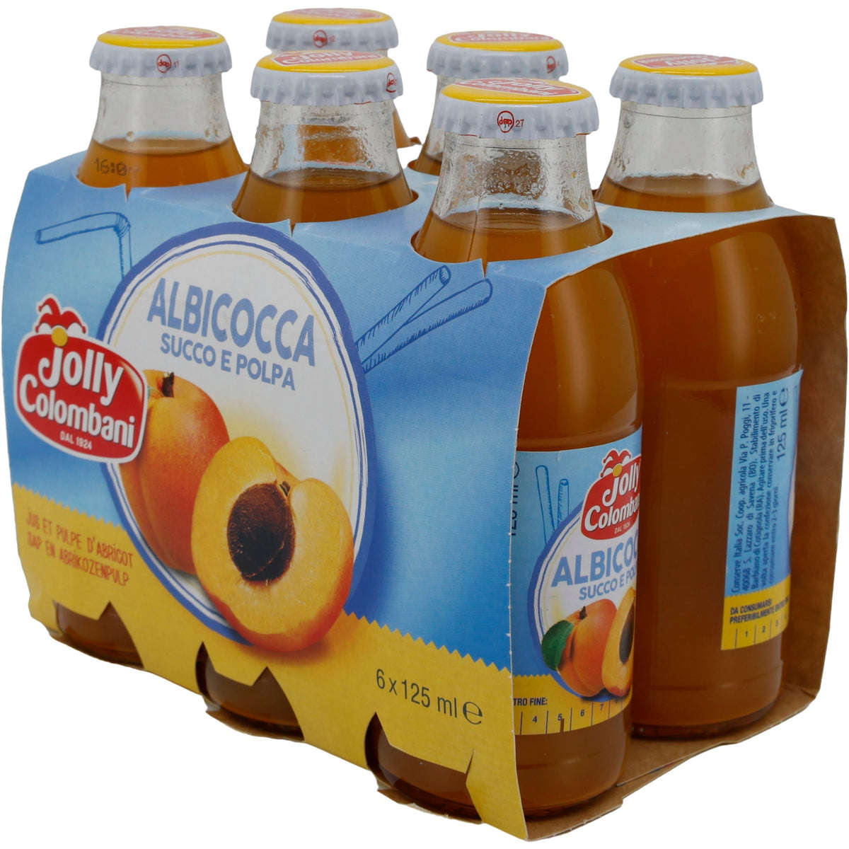 Fruchtsaft Jolly Colombani | Pesca Succo e Polpa | Aprikosensaft mit Fruchtfleisch | 750 ml (6x125 ml) JOLLY COLOMBANI